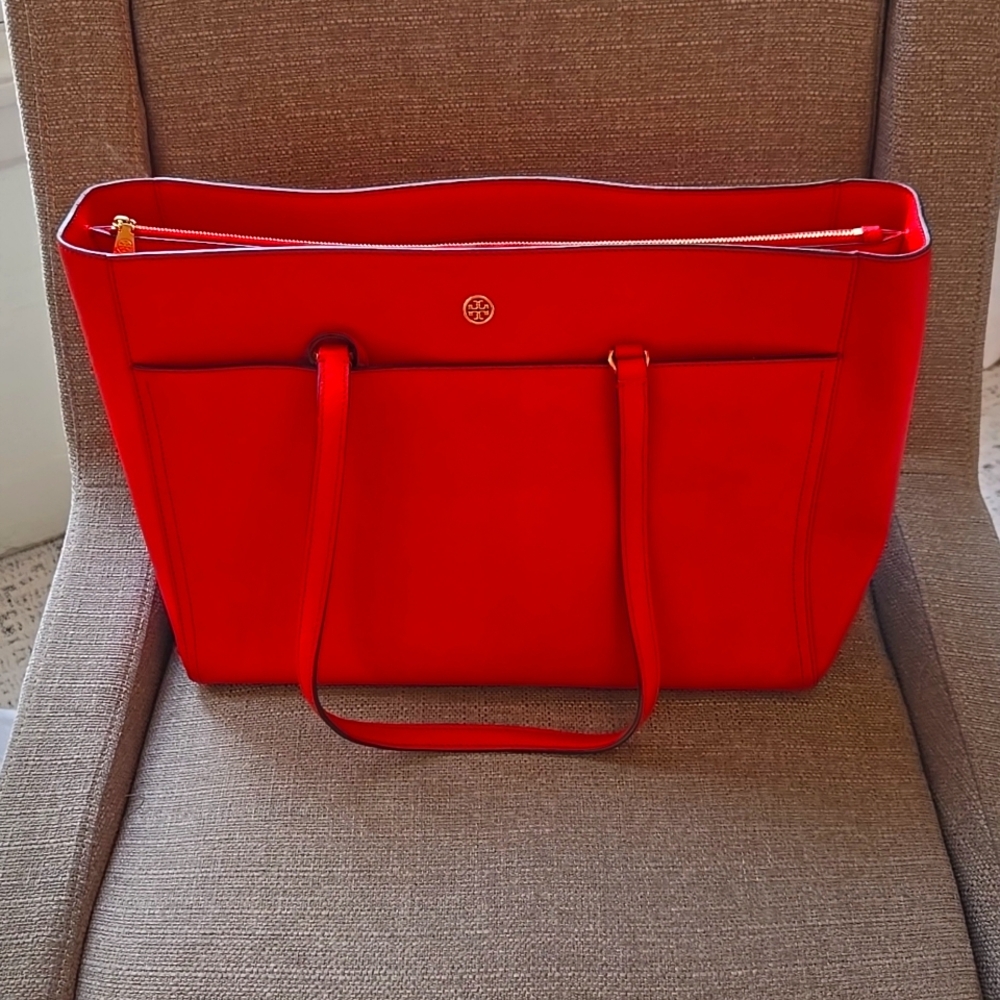 Tory Burch Fire Red Tote Bag